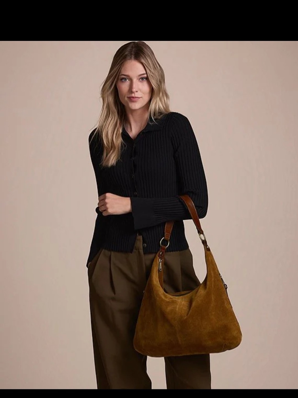 Patricia Nash Cognac Brown Suede Hobo Shoulder Bag With Leather Strap. NWT
